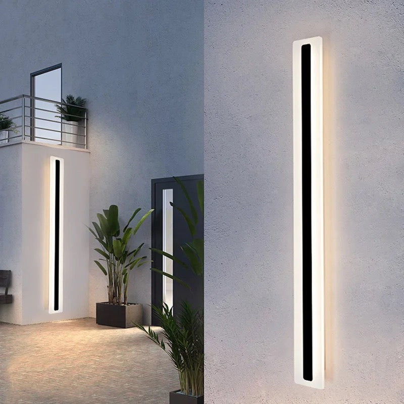 Long Outdoor Modern LED Wall Light,Waterproof IP65 Warm White 3000k. 110V led Wall Mount Lighting Fixture Rectangular Black Wall Lights Elegant Frosted White Acrylic Anti Rust